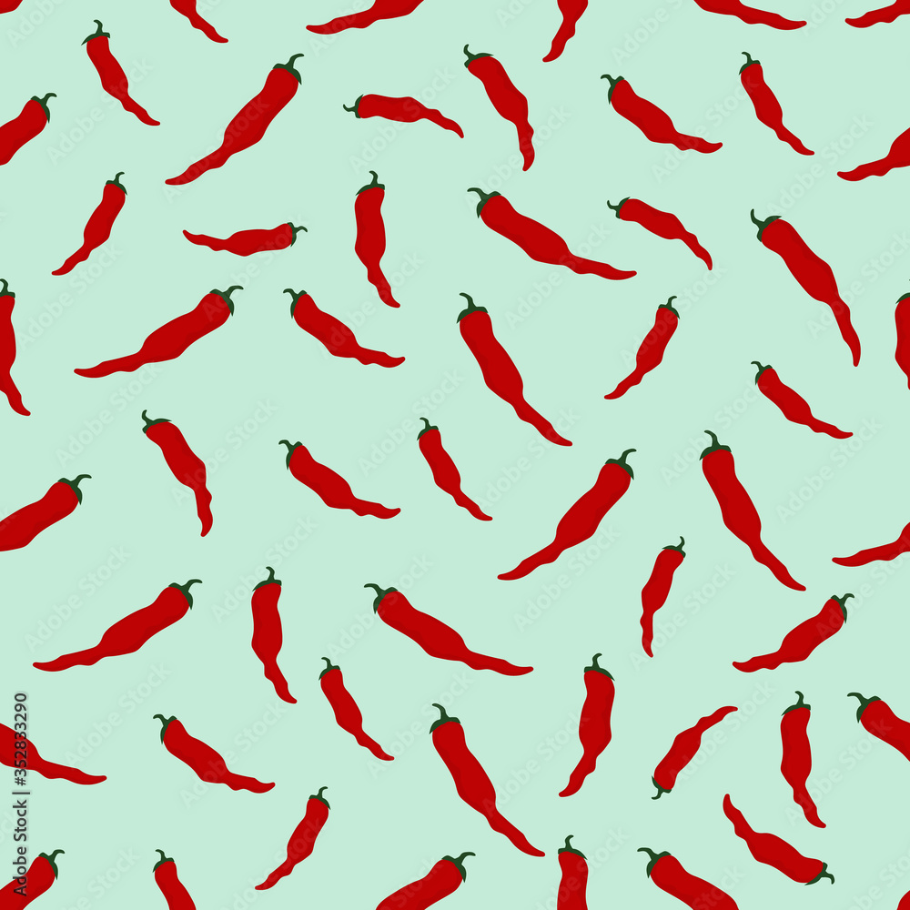 Hot red chili peppers seamless pattern. Vector stock illustration on color background. Trendy flat illustration style. Great for textiles, paper and other surfaces. Hot red chili peppers seamless pattern. Vector stock illustration on color background. Trendy flat illustration style. Great for textiles, paper and other surfaces.