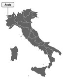 Landkarte von Italien mit Ortsschild von Aosta