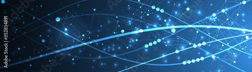 Template for science and technology presentation. Plexus style background.