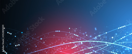 Template for science and technology presentation. Plexus style background.