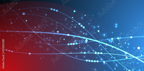 Template for science and technology presentation. Plexus style background.
