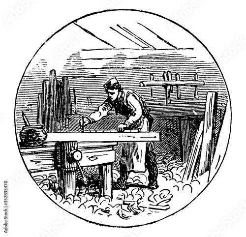 Carpenter, vintage illustration.