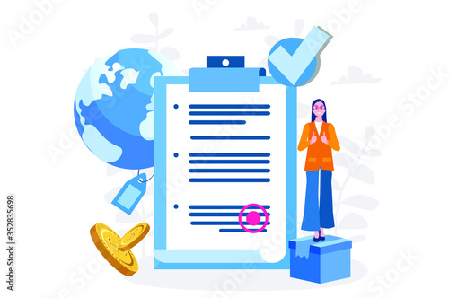 Licensing and franchising Vector illustration for web banner, infographics, mobile. Global trade 