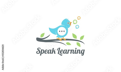 Creative birds for children learning to talk logo design vector editable 