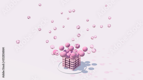 Pink glossy shapes morphing. Abstract illustration, 3d render.
