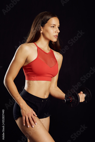 Beautiful brown haired fitness woman