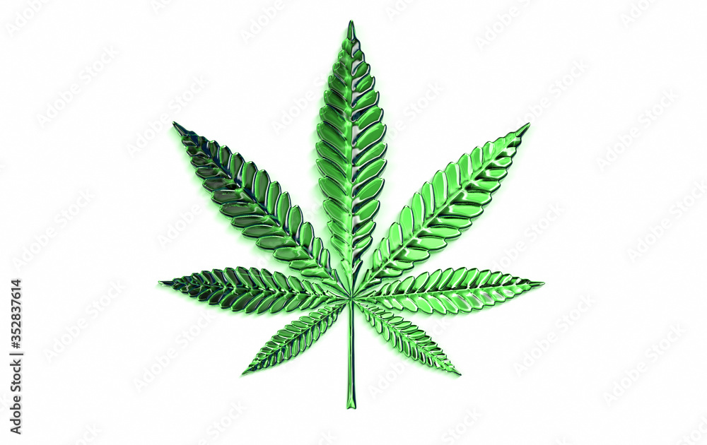 Cannabis Leaf Isolated on White Background. 3D Render Cannabis Leaf Isolated on White Background. 3D Render