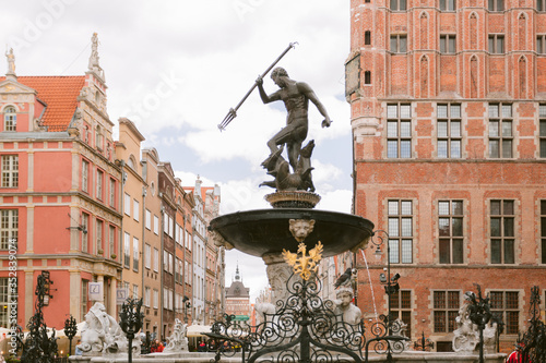Famous Neptune fountain. Gdansk, Poland