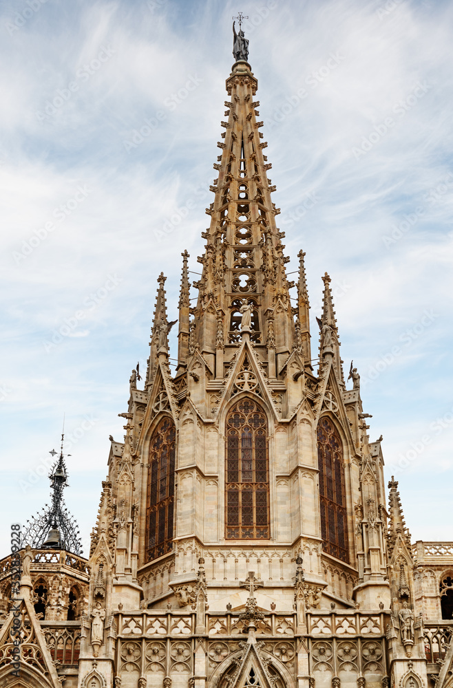 Awesome facade of Barcelona Cathedral, Spain