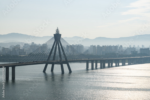 Scenic view of Olympic Bridge over the Han River, Seoul