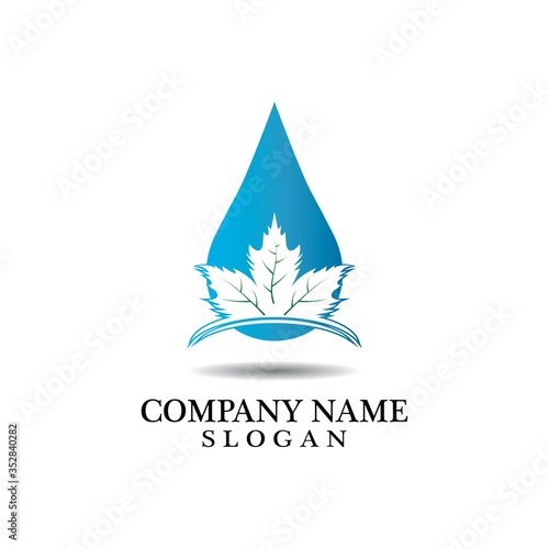 Nature leaf and water logo combination. Business Logo Template Design, Emblem, Design concept, Creative Symbol, Icon