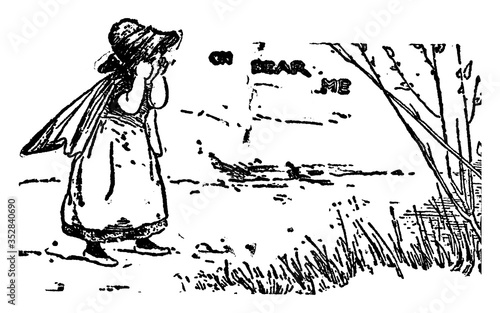 Child Crying, vintage illustration.