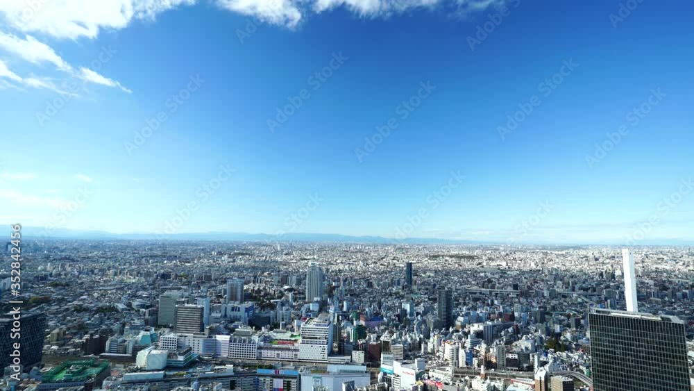 東京風景　池袋　ワイド地平線を望む　所沢　飯能　秩父方面まで