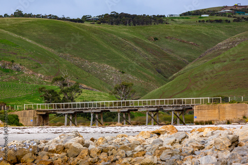 The bridge leading down to the Myponga beach on the Fleurieu Peninsula South Australia on the 24th May 2020 photo