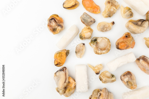 Seafood mix on white background