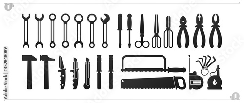 Set of hand tools. Vector sings.