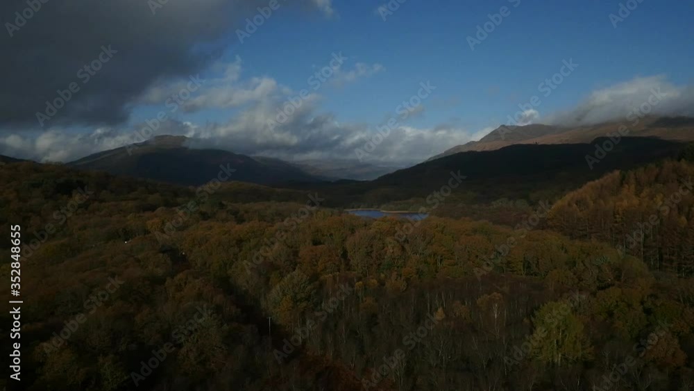 Scottish highlands aerial drone, Ben Lomond scenic Scottish highlands aerial drone, Ben Lomond scenic