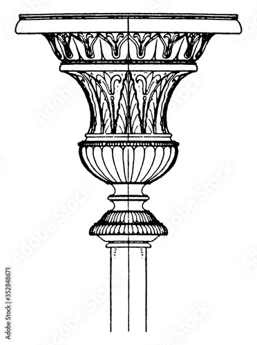 Antique Candelabrum Capital, vintage illustration.