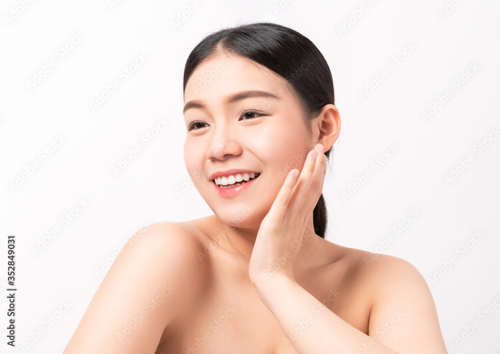 Asian woman is smiling skin beauty and health, for spa products and make up. Asian woman is smiling skin beauty and health, for spa products and make up.