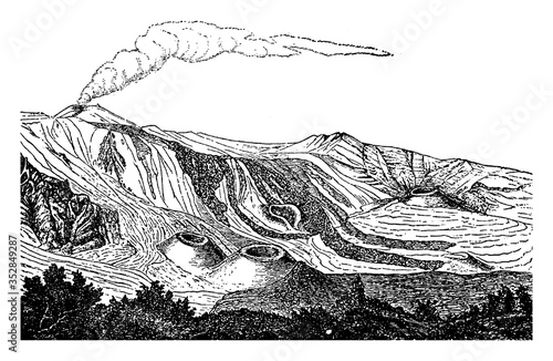Val-del-Bove, vintage illustration.