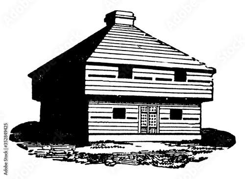 Photos Blockhouse, vintage illustration.