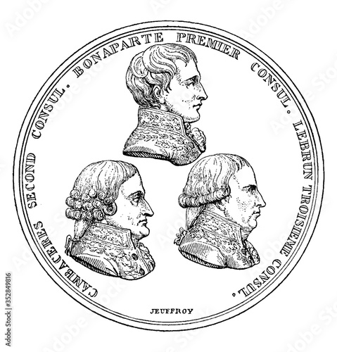 The three consuls, vintage illustration.