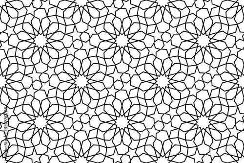 Islamic seamless pattern. Laser cut. Islam star. Moroccan prints for laser cutting. Morocco. Arabic style. Persian background. Traditional Muslim symbol. Arabesque girih ornate design. Arabian motif 