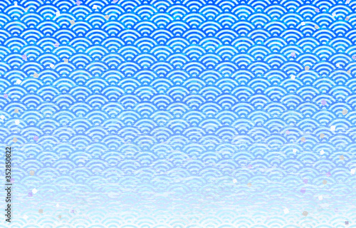 青海波と矢絣に掠れを重ねた和風背景