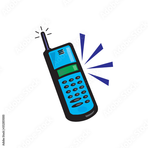 Telephone handset with speaker and microphone. Device with mounted antenna on top of unit. Equipment for safe bond, half-duplex communication phone in EPS10