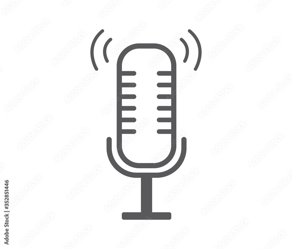 Microphone icon. Podcast radio icon on white background. Vector illustration. Microphone icon. Podcast radio icon on white background. Vector illustration.