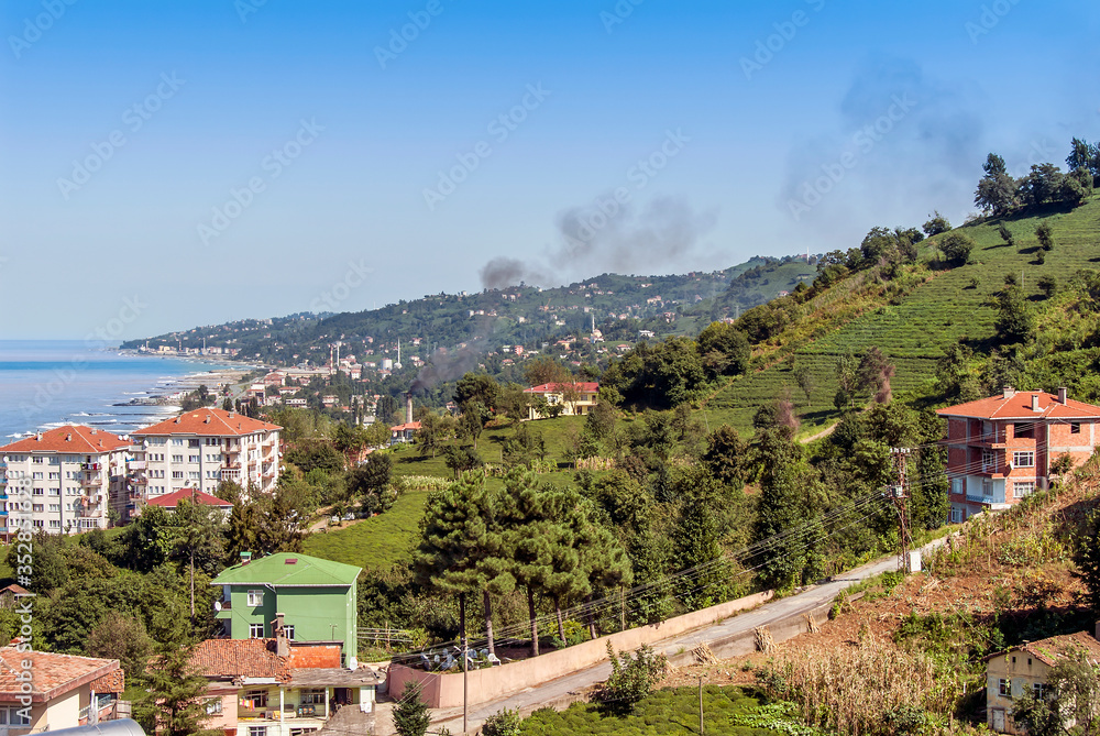 TRABZON, TURKEY - SEPTEMBER 24, 2009: City, General View. Tea Factory and Tea Gardens. Of District
