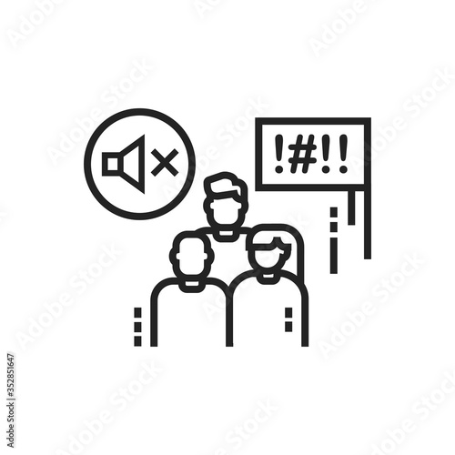 Silent protest line black icon. Non verbal communication. Social protest. Pictogram for web page, mobile app, promo. Editable stroke.