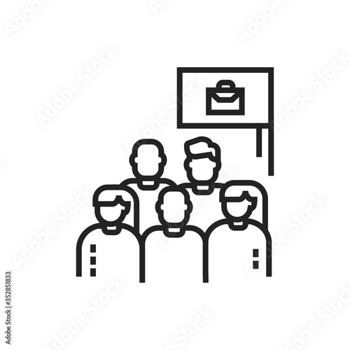 Work protest line black icon. Employees and work stoppage. Labor movement. Social protest. Pictogram for web page, mobile app, promo. Editable stroke