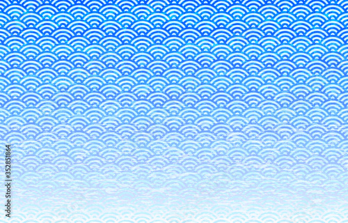 青海波と矢絣に掠れを重ねた和風背景