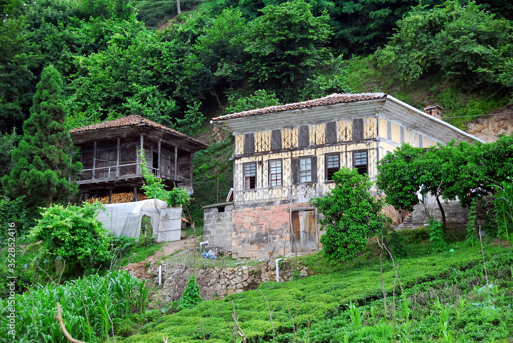 TRABZON, TURKEY - JUNE 28, 2008: Historical building, Pulses warehouse and Tea garden. Of district