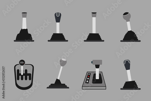 Automatic and mechanical gear box. Flat vector illustration for web design.