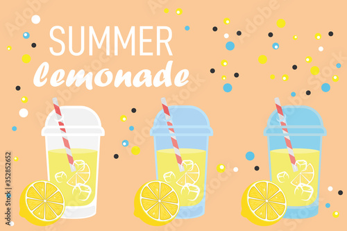 Summer cold cocktail in vintage style  vector illustration.