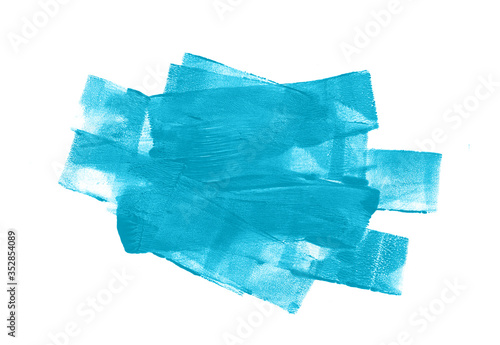 Abstract blue stroke isolated on white background. Hand drawn painted frame. Grunge Paint Roller. Modern Textured shape. Dry border.