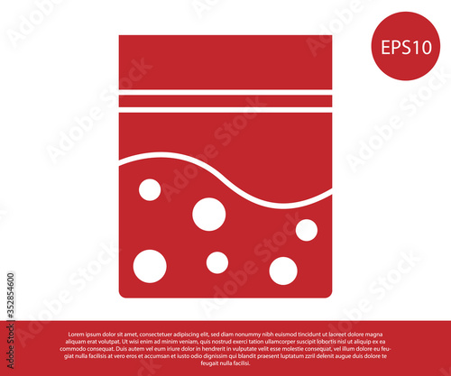 Red Plastic bag of medicinal cannabis icon isolated on white background. Health danger. Vector Illustration