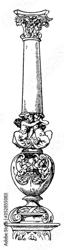 Column Profiled Shaft, vintage illustration.