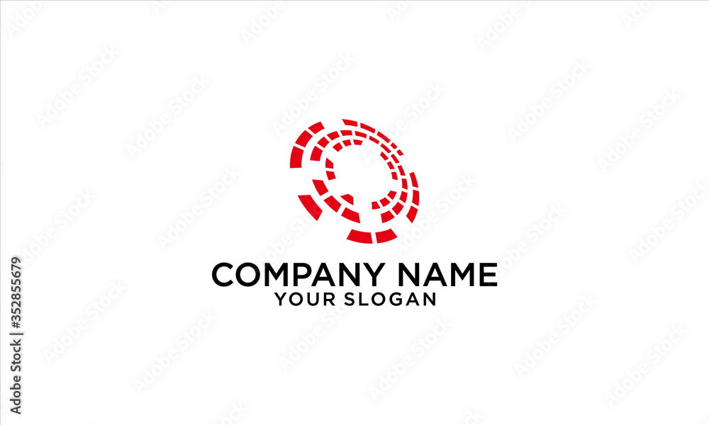 combination of digital and circle logo design combination of digital and circle logo design