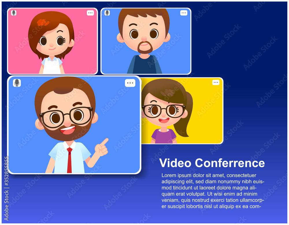 Vector illustration of video conference, online meeting with space for your text Vector illustration of video conference, online meeting with space for your text