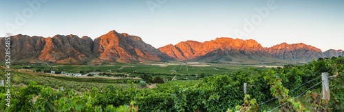 Panoramic View of the Slanghoek Valley near the town of Worcester in the Breede Valley in the Western Cape of South Africa photo