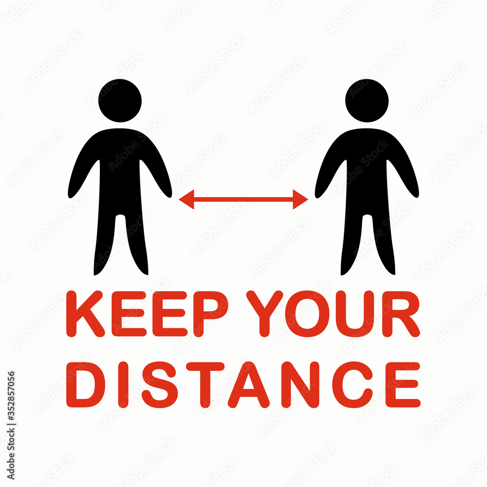 Keep your distance. Two schematic figures of people with a dividing arrow vector image. Keep your distance in public to prevent coronavirus pandemic. Preventive measures in quarantine times.
Keep your distance. Two schematic figures of people with a dividing arrow vector image. Keep your distance in public to prevent coronavirus pandemic. Preventive measures in quarantine times.