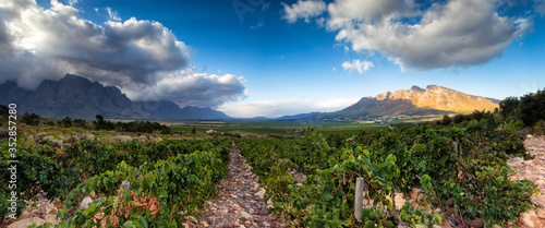 Panoramic View of the Slanghoek Valley near the town of Worcester in the Breede Valley in the Western Cape of South Africa
