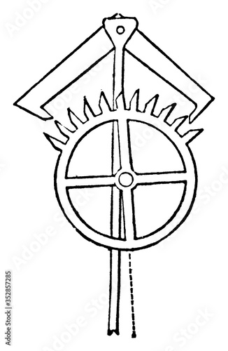 Deadbeat Escapement, vintage illustration.