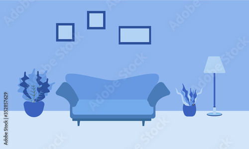 Beautiful modern home interior living room illustration vector 