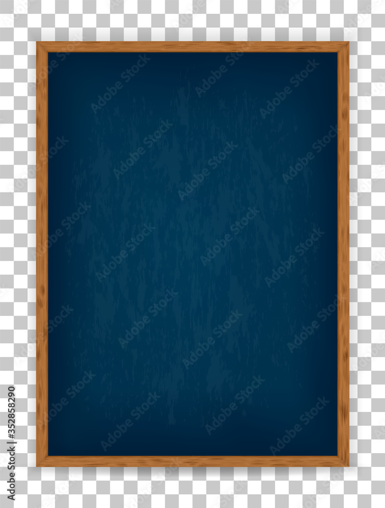 Empty menu board. Realistic blank blue chalkboard in wooden frame. Rubbed out dirty chalkboard. Background for school or restaurant design, menu. Blackboard isolated over whit background. Vector Empty menu board. Realistic blank blue chalkboard in wooden frame. Rubbed out dirty chalkboard. Background for school or restaurant design, menu. Blackboard isolated over whit background. Vector