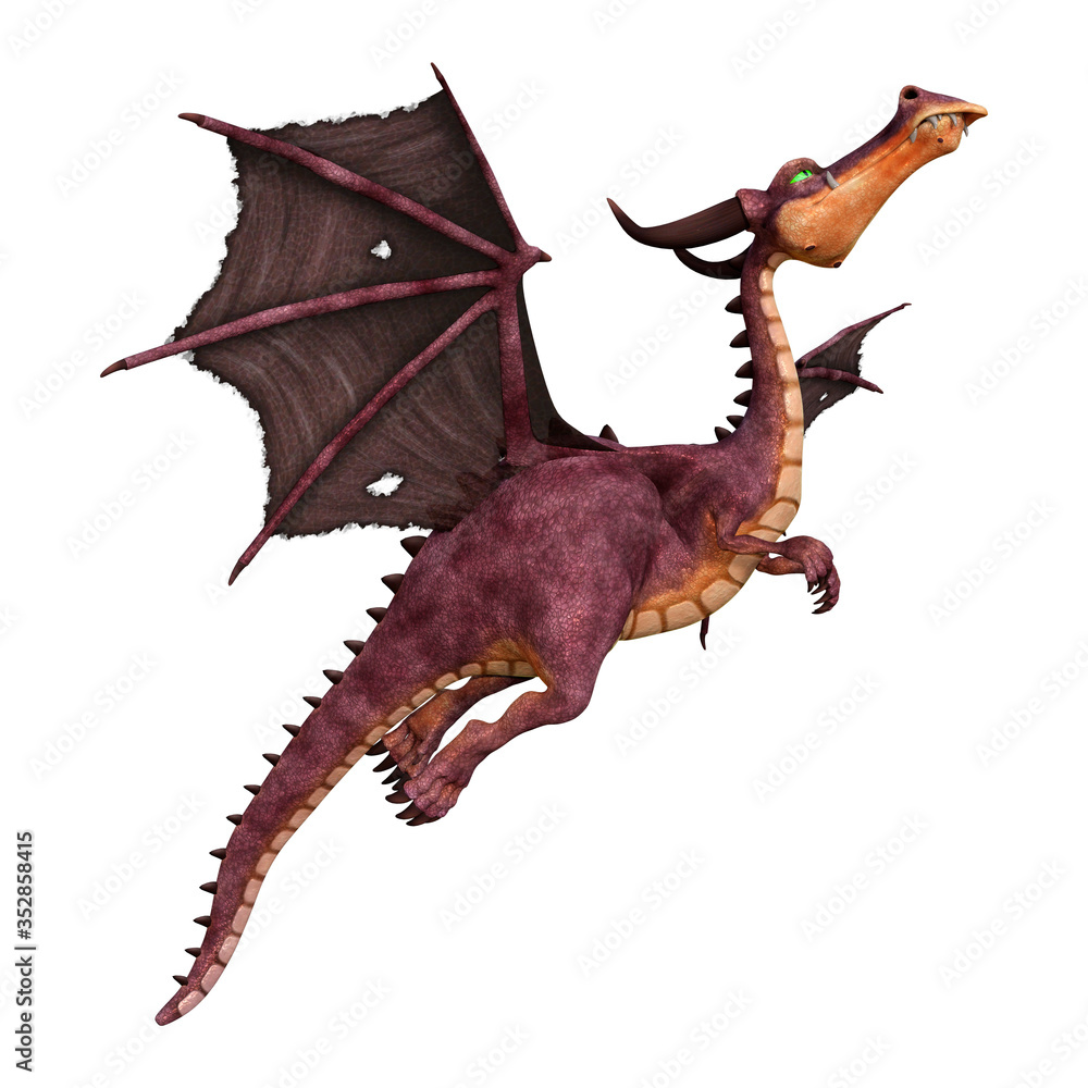 Fototapeta premium 3D Rendering Fairy Tale Dragon on White