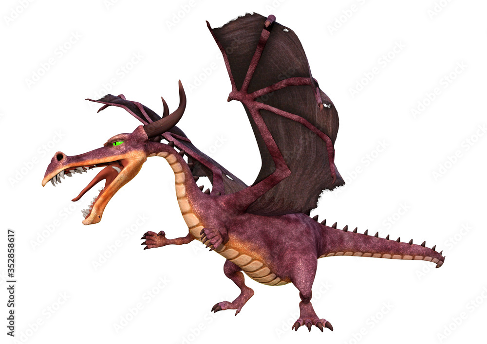 Fototapeta premium 3D Rendering Fairy Tale Dragon on White